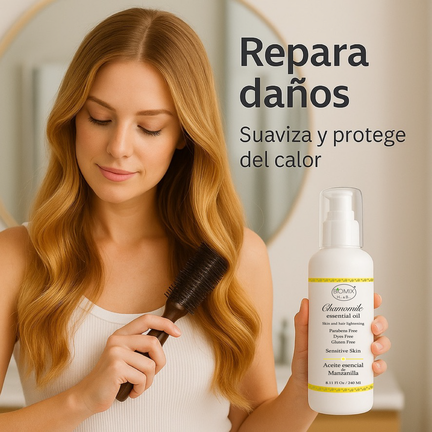 Aceite De Manzanilla Aclarante Para Cabello, Rostro Y Cuerpo 240 Ml. Uso en hogar, centros estético, spa, aparatología