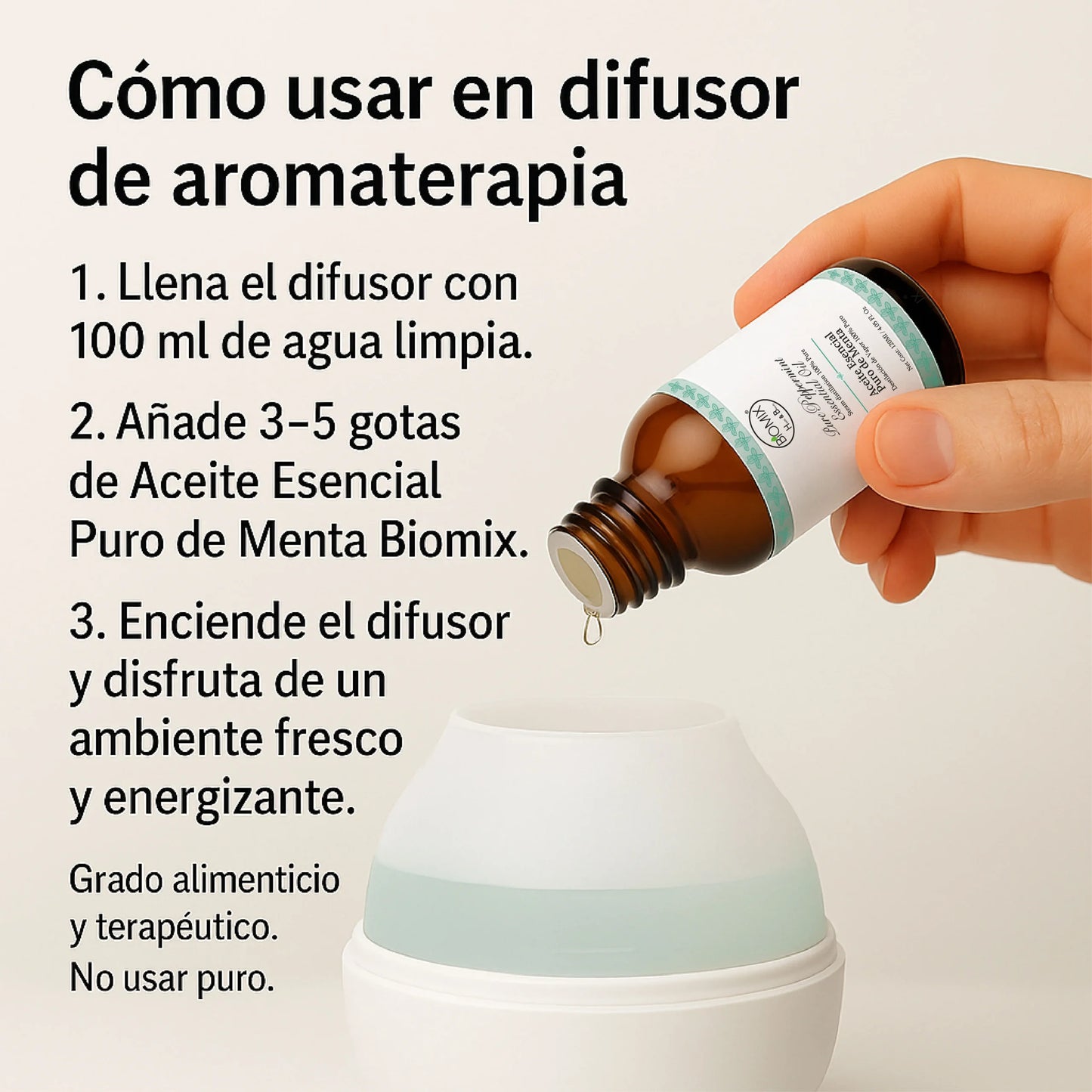 Aceite Esencial  100% Puro de Menta – Grado Alimenticio y Terapéutico 4 FL OZ / 120 ml