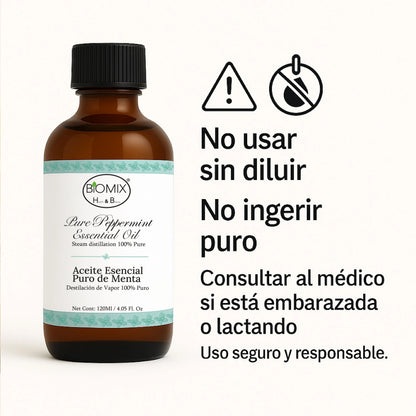 Aceite Esencial  100% Puro de Menta – Grado Alimenticio y Terapéutico 4 FL OZ / 120 ml