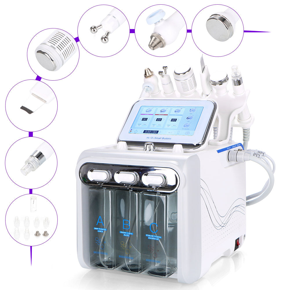 Máquina Hidrofacial 6 en 1  Limpieza Profunda, Microdermoabrasión, Radiofrecuencia, Ultrasonido, Pulverizador, Terapia Fría – Profesional para Spa y Estética