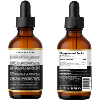 Shilajit Puro Líquido 1500 mg – Suplemento Premium Vegano del Himalaya | Energía, Vitalidad y Equilibrio Natural – 60 Servicios