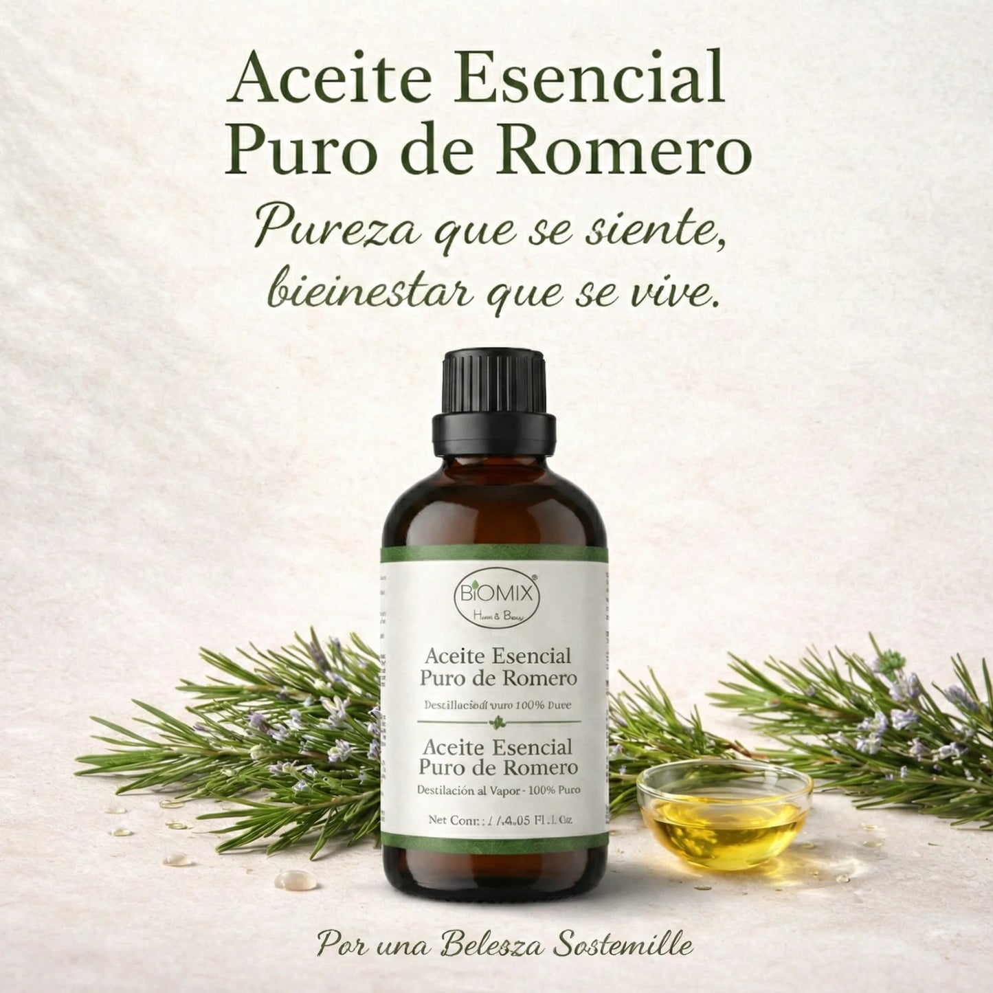 Aceite Esencial 100% Puro de Romero grado Alimenticio, Terapéutico 4 Fl. Oz / 120 Ml