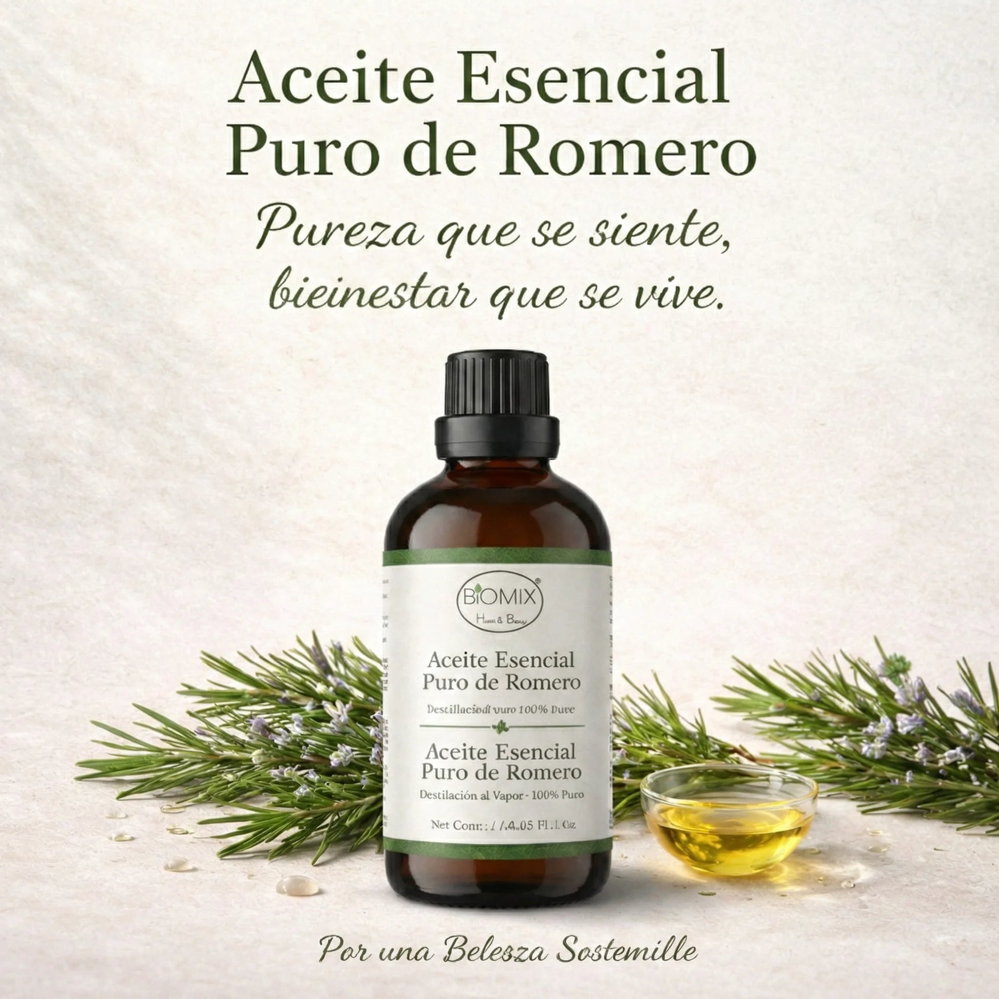 Aceite Esencial 100% Puro de Romero grado Alimenticio, Terapéutico 4 Fl. Oz / 120 Ml