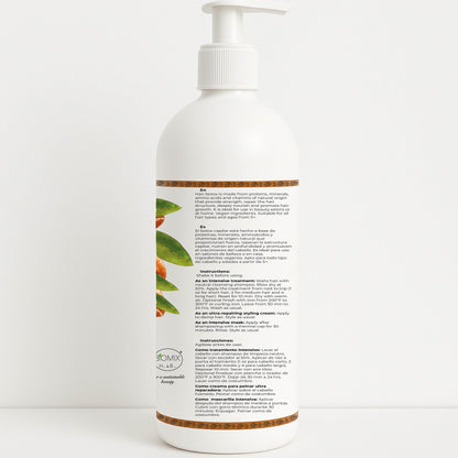 Botox Capilar Vegano Hipoalergénico Keratina, Colágeno, Aceite de Argán, Células Madres Vegetales, Vitaminas Para Todos Los Cabellos 500 Ml