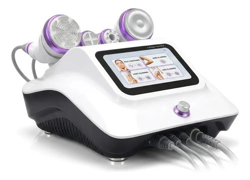 Cavitador Ultrasonico 30k Gscom Ms-45t2se Con Vacuum, Ems Y Electroporacion Facial, 4 Cabezales, Pantalla Tactil, 80 W, Blanco
