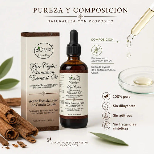 Aceite Esencial de Canela Ceylon 120ml — Grado Alimenticio