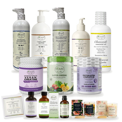 Biomix Colección Nos Une · 14 Productos: Aceites Esenciales de Lavanda, Orégano e Incienso, Gel Limpiador, Crema 20 en 1