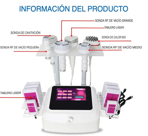 Equipo 7 en 1 Radiofrecuencia y Cavitación 5D 120K con Lipol