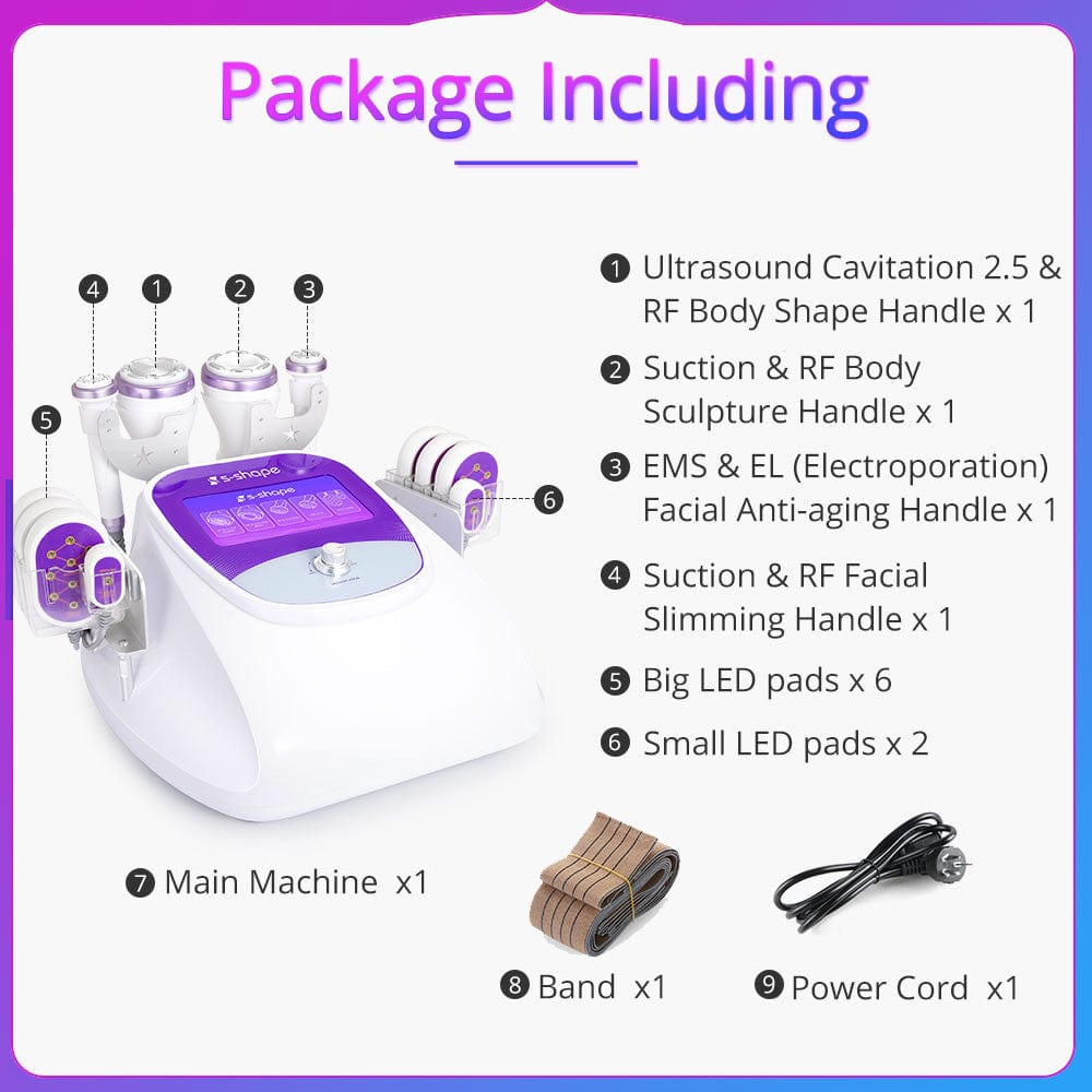 S Shape Ultrasonido + RF + 30K + EL — Lifting Corporal Profesional — GSCOM