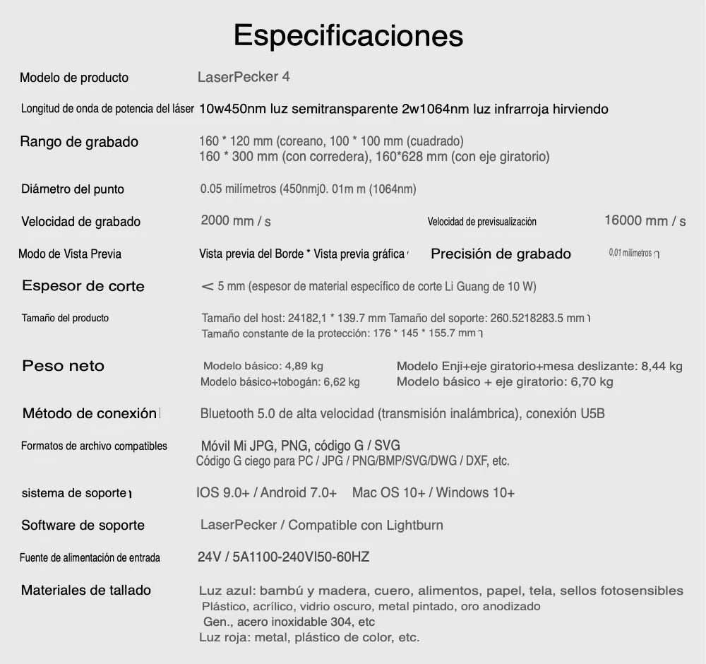 Grabadora Láser Profesional LaserPecker 4 – Diodo + Infrarrojo – Grabado en Casi Todos los Materiales