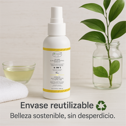 Spray Aclarante  Vegano para Cabello con Manzanilla, Limón, Argán, Q1O, Ceramida, Colágeno vegetal 240 Ml