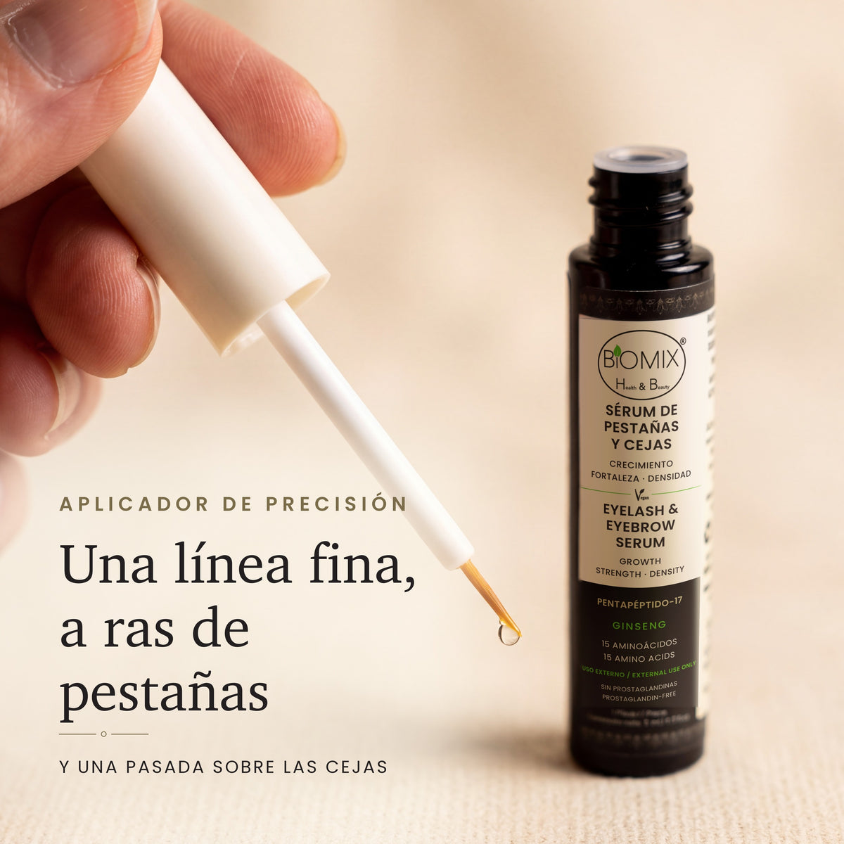 Aplicador de precisión: una línea fina a ras de las pestañas