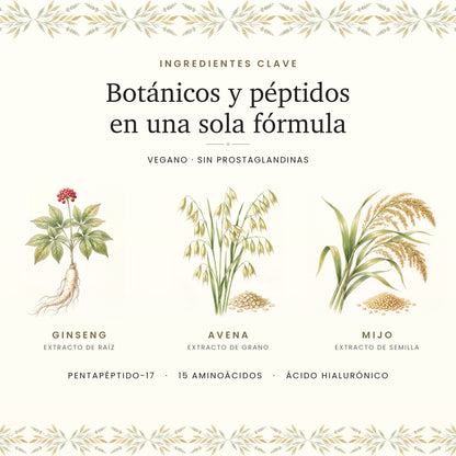 Ingredientes clave: ginseng, avena, mijo, pentapéptido-17 y 15 aminoácidos