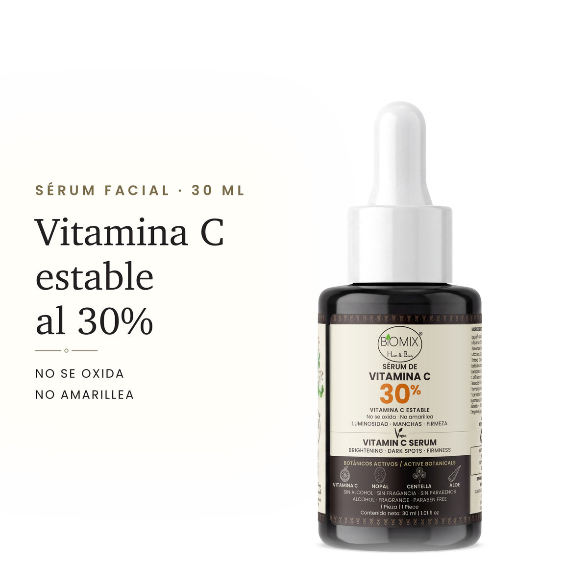 Vitamina C estable al 30%: no se oxida ni amarillea