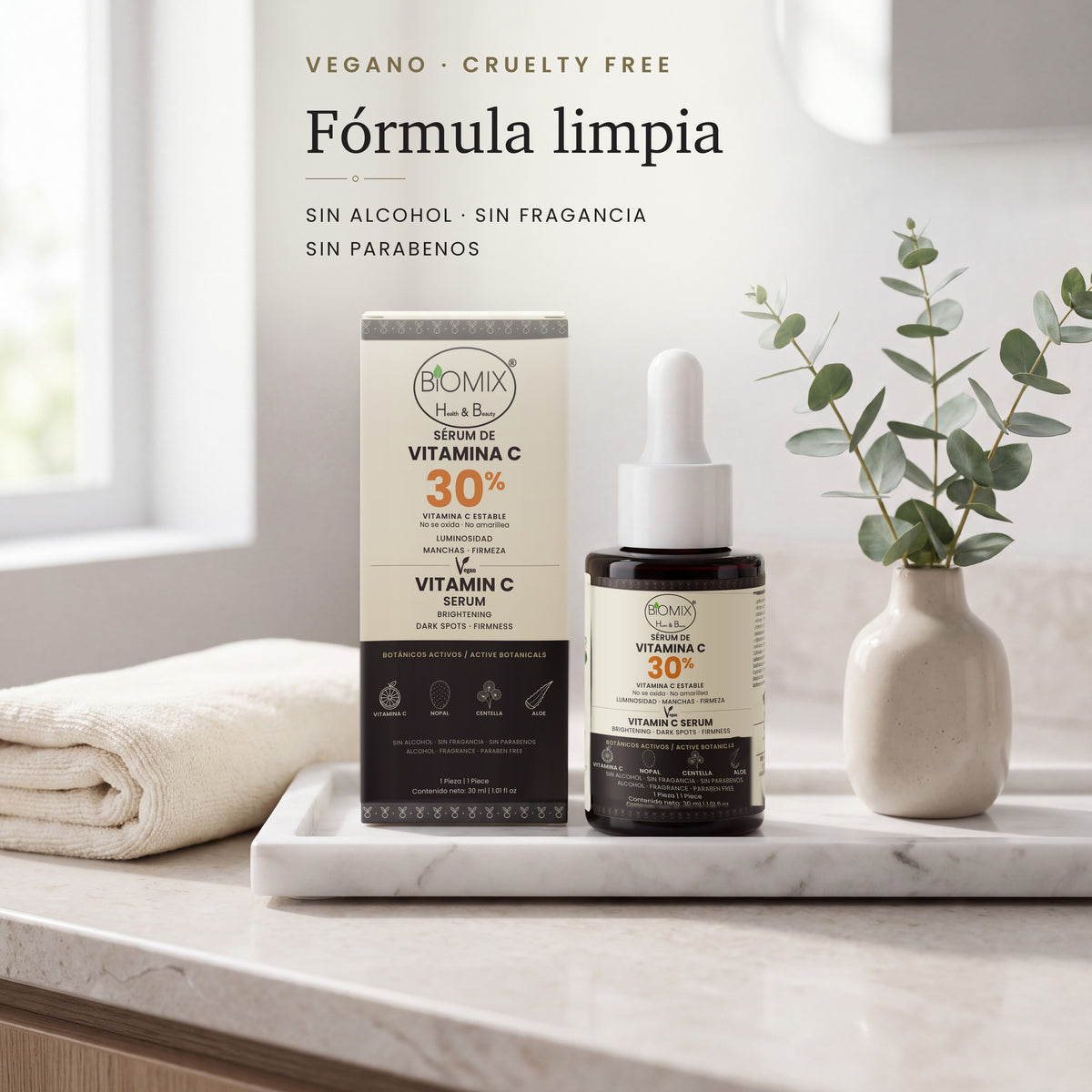 Fórmula limpia: sin alcohol, sin fragancia, sin parabenos