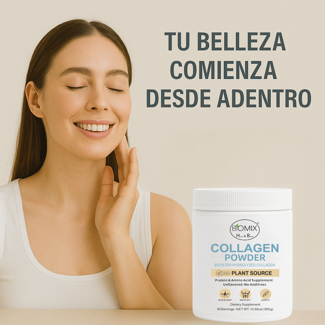 Potenciador de Colágeno Hidrolizado 300 g – Vegano, Sin Sabor, Alta Absorción – Apoya Piel, Cabello, Articulaciones y Músculos 30 servicios