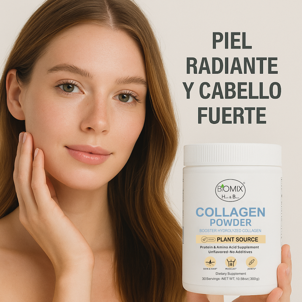 Potenciador de Colágeno Hidrolizado 300 g – Vegano, Sin Sabor, Alta Absorción – Apoya Piel, Cabello, Articulaciones y Músculos 30 servicios