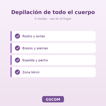 Depiladora IPL Luz Pulsada 5 Niveles - Rostro y Cuerpo - Morada - GSCOM