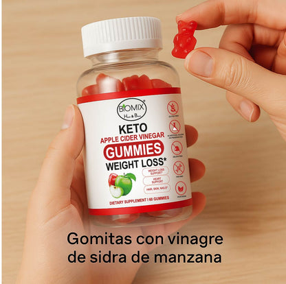Gomitas Keto Adelgazantes Detox de Vinagre de Sidra de Manzana con la Madre Sin gluten, Veganas 30 Servicios
