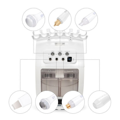 Radiofrecuencia Dorada 7 en 1  Hidrofacial con Análisis Facial IA, Pala Ultrasónica, Nano Spray, Ultrasonido y Cabezal Frío, Smart Ice Blue
