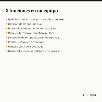 Pistola de Colágeno 360 — Radiofrecuencia Monopolar 6 MHz + Ultrasonido | Lifting Facial y Corporal
