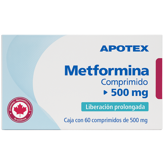 Metformina 500, Absorción gradual, 60 unidades (1 Caja)