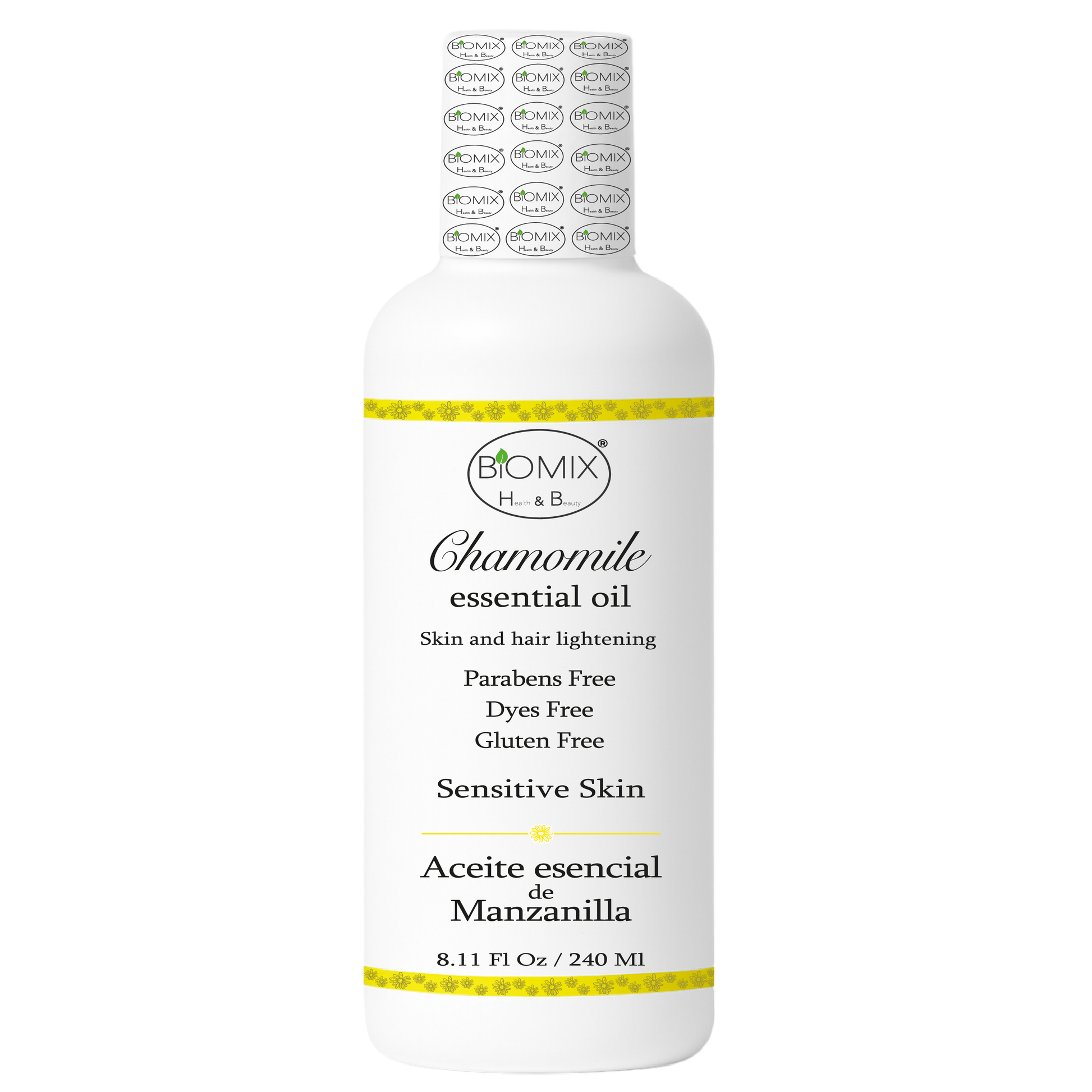 Aceite De Manzanilla Aclarante Para Cabello, Rostro Y Cuerpo 240 Ml. Uso en hogar, centros estético, spa, aparatología