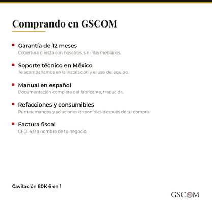 Cavitación 80K 6 en 1 Profesional — RF 3, 4 y 6 Polos, Vacumterapia y Lipoláser