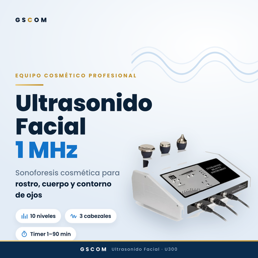 Ultrasonido Facial Profesional 1 MHz Cosmético 3 Cabezales — Rostro y Cuerpo | GSCOM