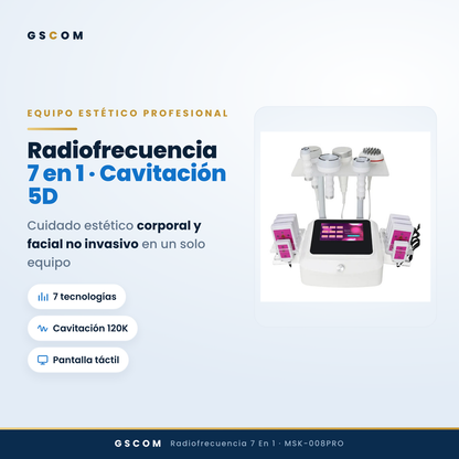 Equipo 7 en 1 Radiofrecuencia y Cavitación 5D 120K con Lipoláser Profesional — Facial y Corporal | GSCOM