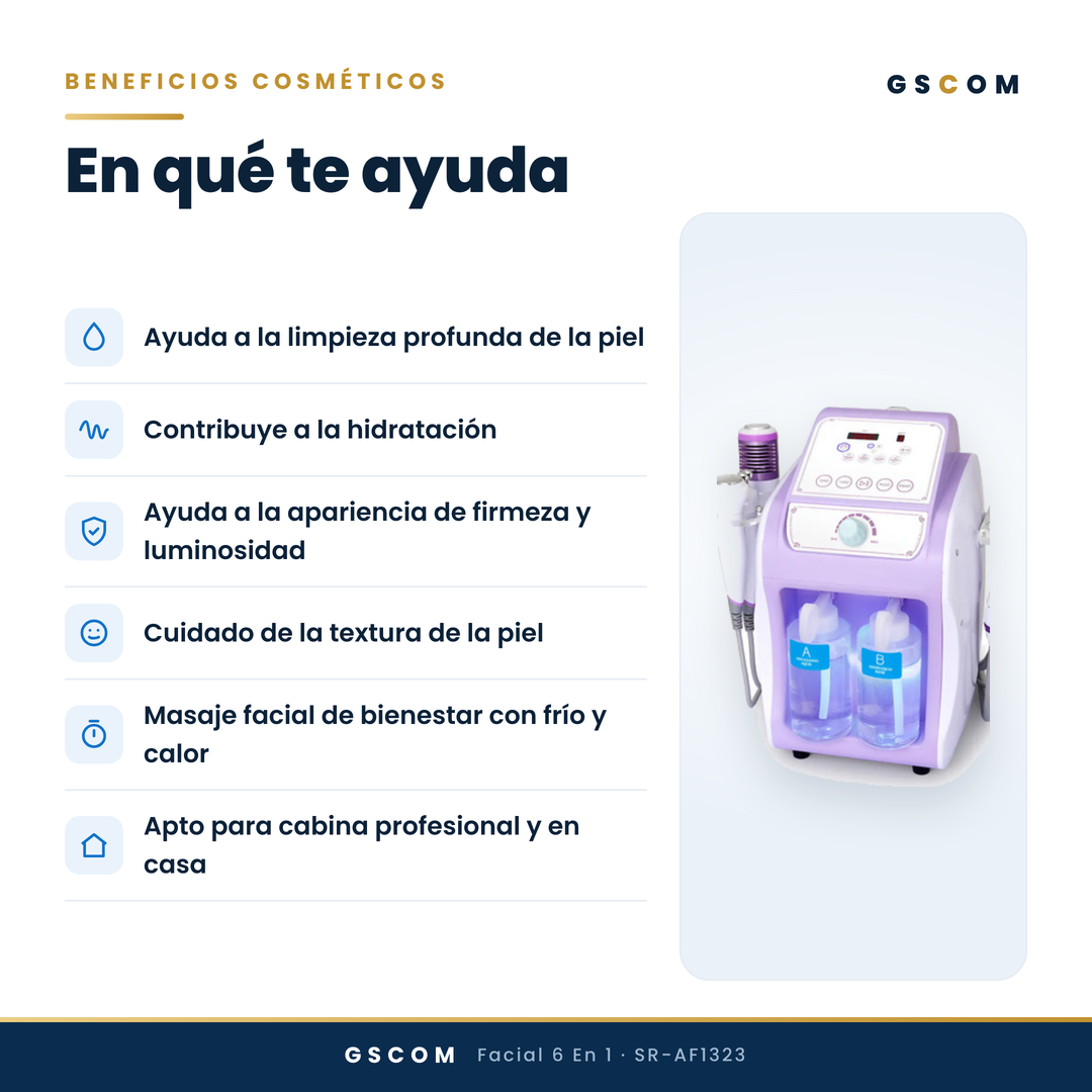 Equipo Profesional de Limpieza Facial 6 en 1 Hydrodermoabrasión, Peeling Ultrasónico, Martillo Frío-Calor, BIO, Spray Atomizador y Radiofrecuencia Facial Reafirmante · foto 5