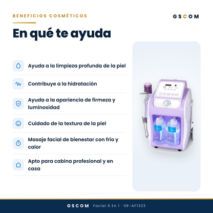 Equipo Profesional de Limpieza Facial 6 en 1 Hydrodermoabrasión, Peeling Ultrasónico, Martillo Frío-Calor, BIO, Spray Atomizador y Radiofrecuencia Facial Reafirmante · foto 5