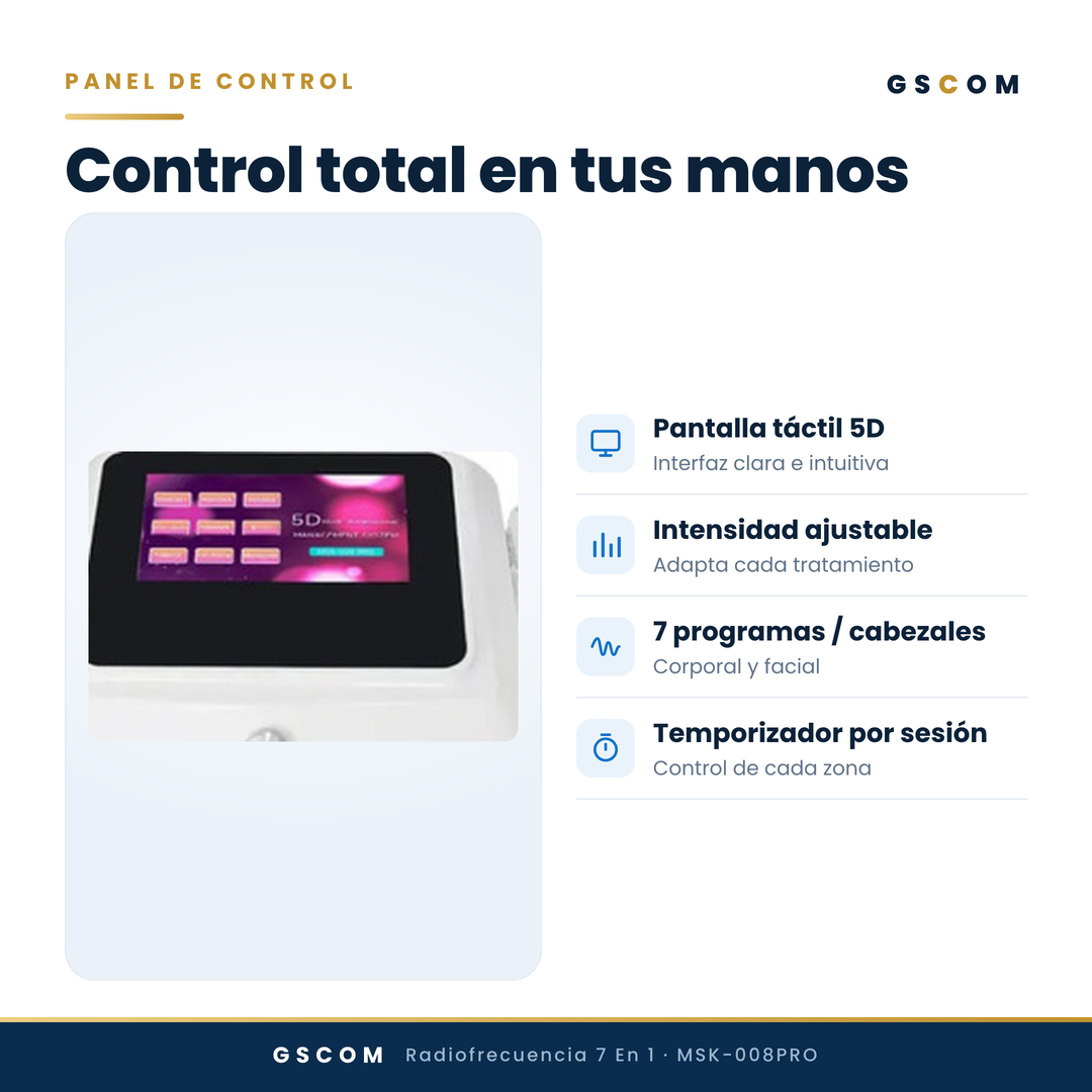 Equipo 7 en 1 Radiofrecuencia y Cavitación 5D 120K con Lipoláser Profesional — Facial y Corporal | GSCOM