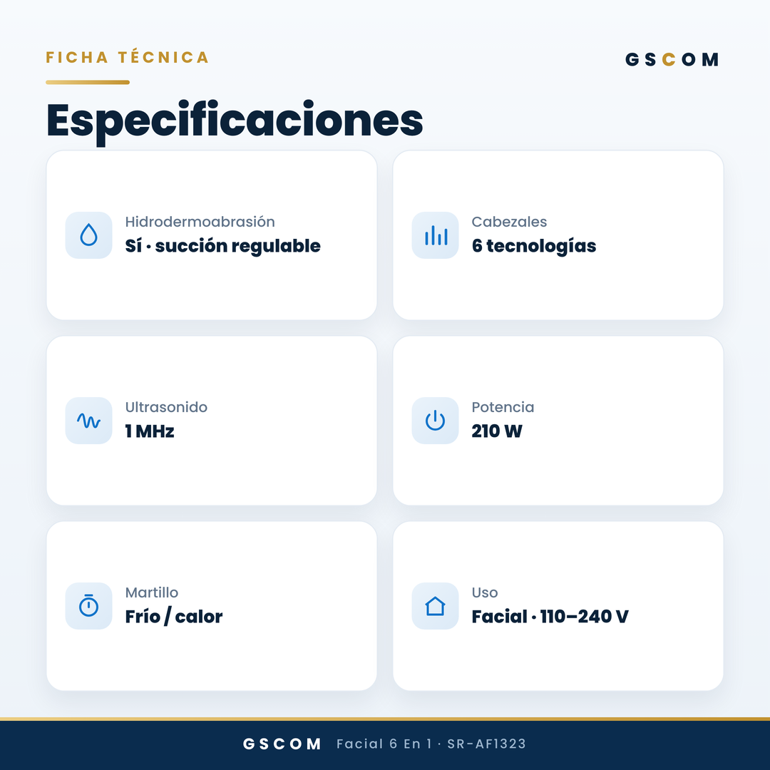 Equipo Profesional de Limpieza Facial 6 en 1 Hydrodermoabrasión, Peeling Ultrasónico, Martillo Frío-Calor, BIO, Spray Atomizador y Radiofrecuencia Facial Reafirmante · foto 7