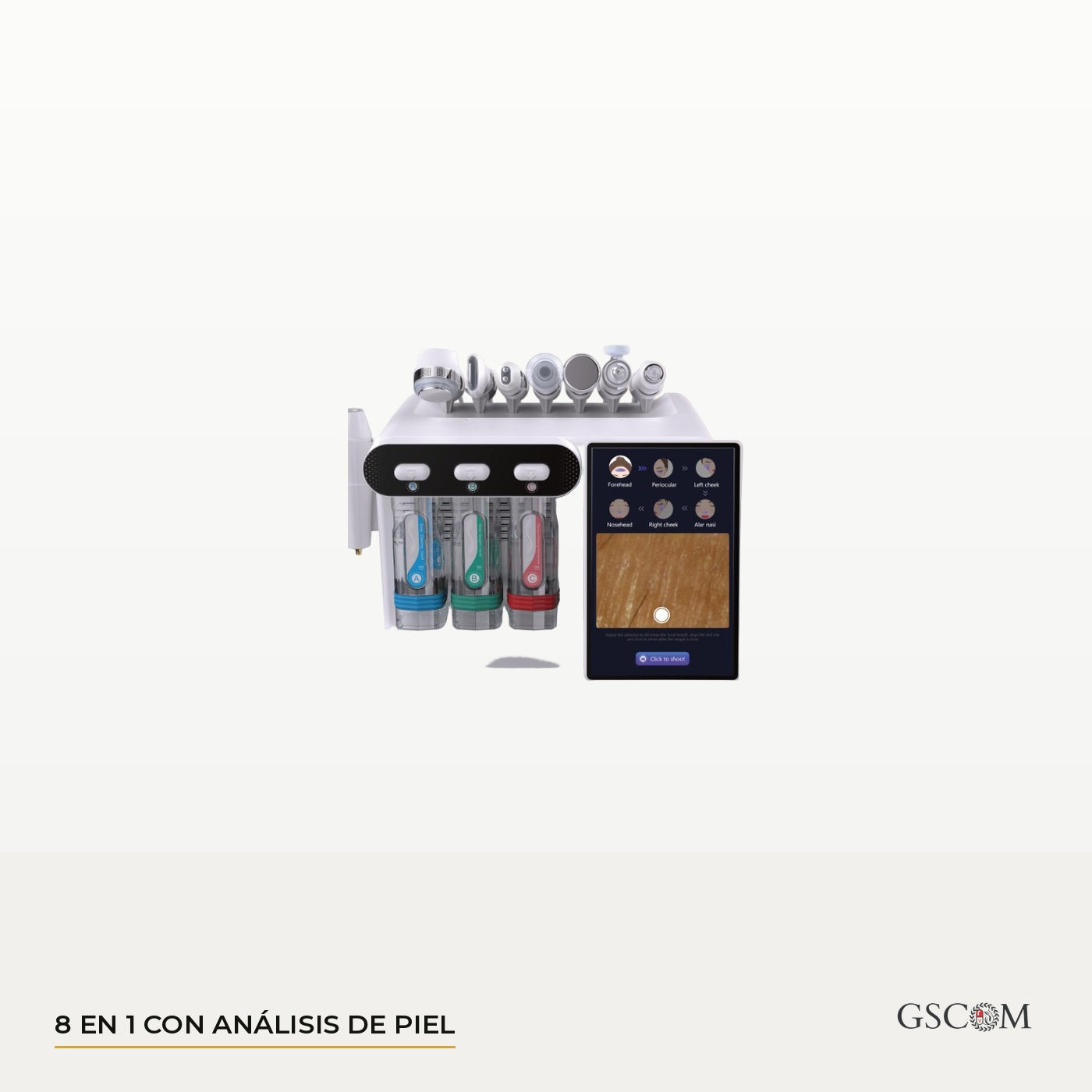 Hydrafacial 8 en 1 con Análisis Inteligente de Piel — Hidrógeno-Oxígeno, Pantalla Android 18"