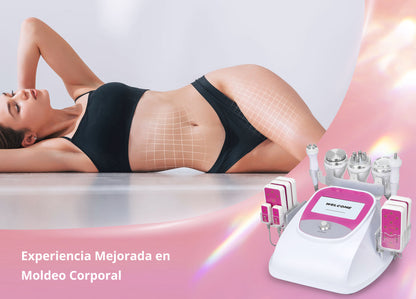 Multifuncional Radifrecuencia Pro 6 en 1 Cavitación 40K, RF Facial/Corporal, Vacuum, Lipo Láser y Lifting Ojos | Reafirma, Moldea y Rejuvenece