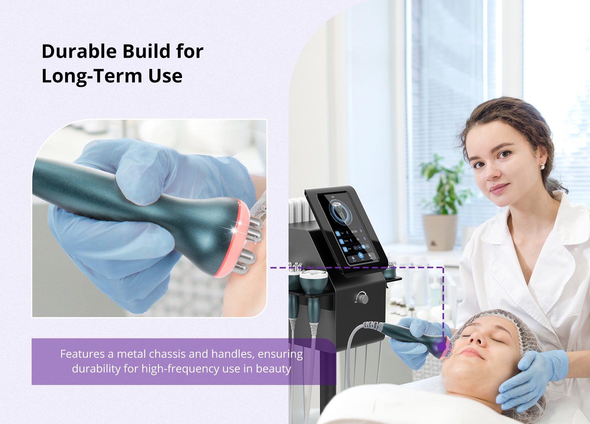 Multifuncional Estético Profesional 9 en 1 para SPA con  Cavitación 40K Avanzada, Radiofrecuencia Facial, Corporal y Ocular, Vacuum RF, LipoLaser, Martillo Frío-Calor, BIO, Fototerapia LED y Microcorriente