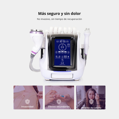 Equipo Radiofrecuencia 6 en 1 Cavitación 40K Pro 2.0, RF Facial/Corporal, Vacuum, Lipo Láser y Rejuvenecimiento Completo