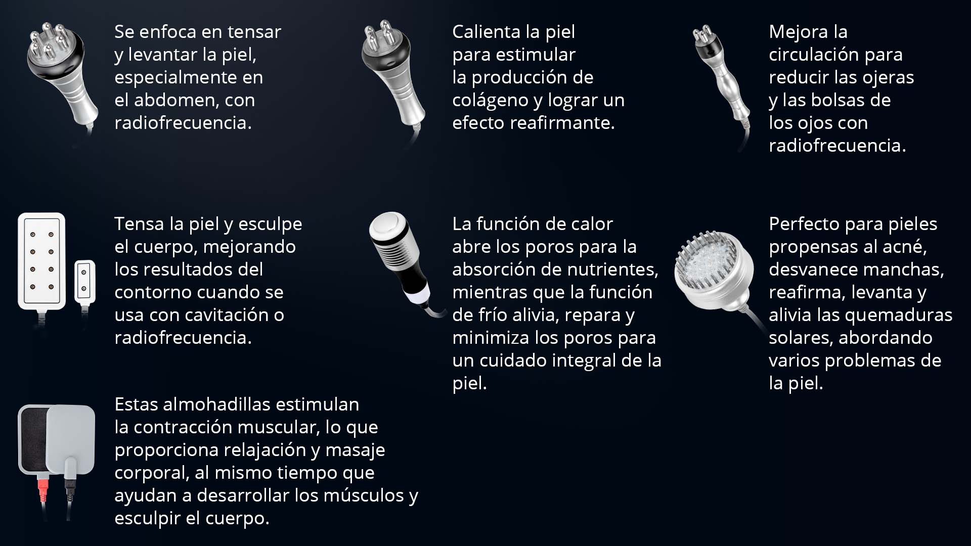 Equipo Estético Profesional de Radiofrecuencia 9 en 1 con Cavitación 80K, Vacum, Lipo Láser, RF Corporal y Facial, EMS LED, Martillo Frío/Calor, BIO y Ojos
