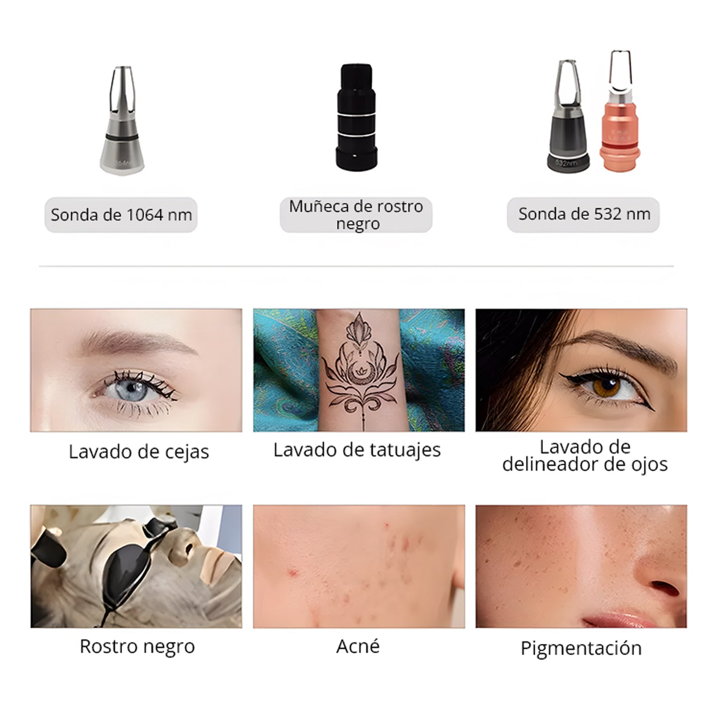 Equipo Pro Q-Switch Picoseg Yag– Eliminación de Tatuajes, Manchas, Micropigmentación, Hollywood Peeling,  Rejuvenecimiento | Alta Potencia y Resultados Rápidos 4 Cabezales
