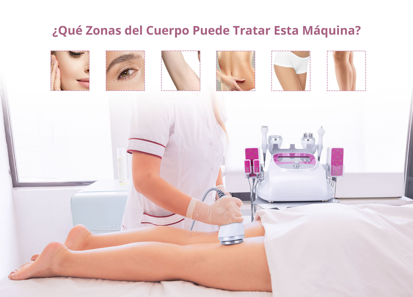 Multifuncional Radifrecuencia Pro 6 en 1 Cavitación 40K, RF Facial/Corporal, Vacuum, Lipo Láser y Lifting Ojos | Reafirma, Moldea y Rejuvenece