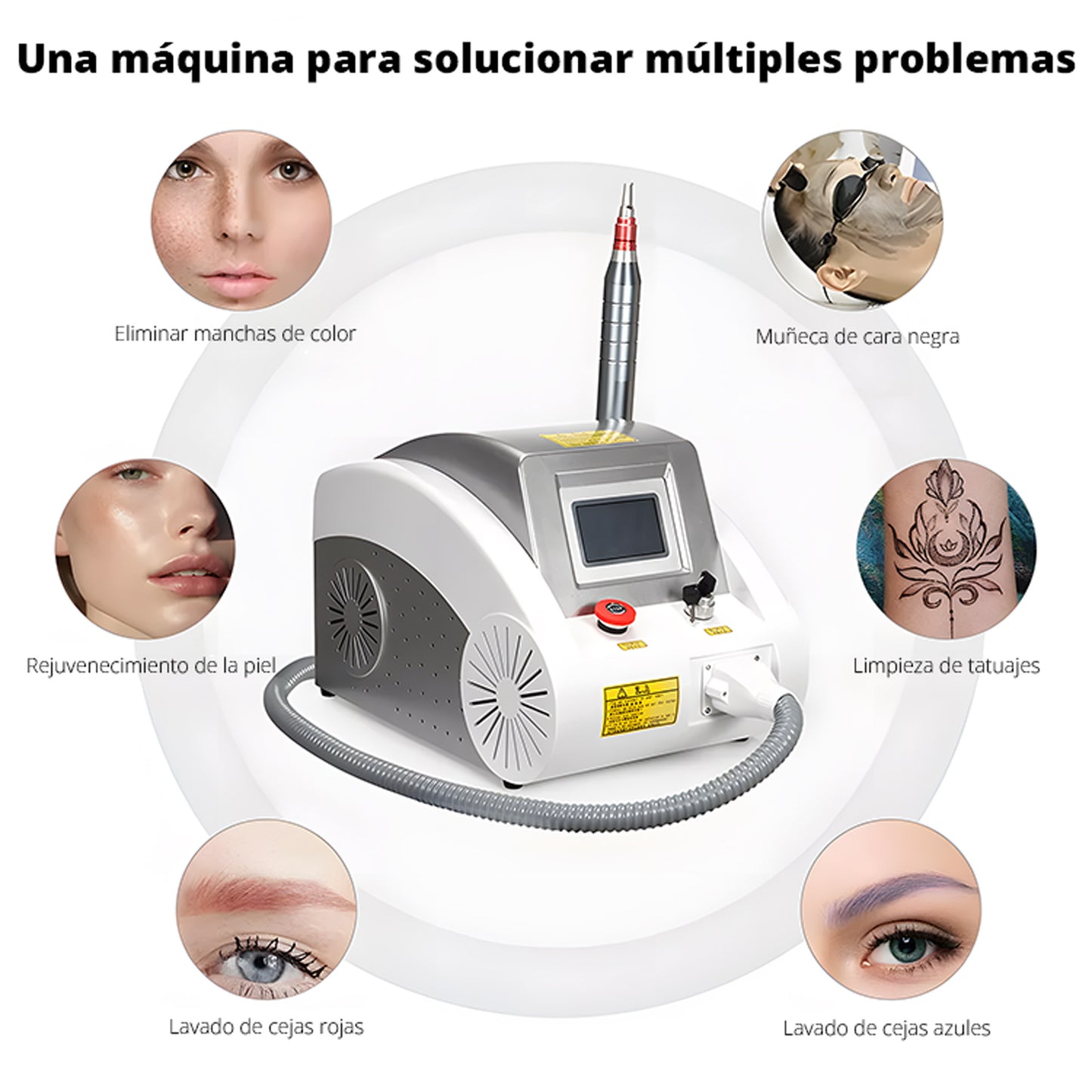 Equipo Pro Q-Switch Picoseg Yag– Eliminación de Tatuajes, Manchas, Micropigmentación, Hollywood Peeling,  Rejuvenecimiento | Alta Potencia y Resultados Rápidos 4 Cabezales