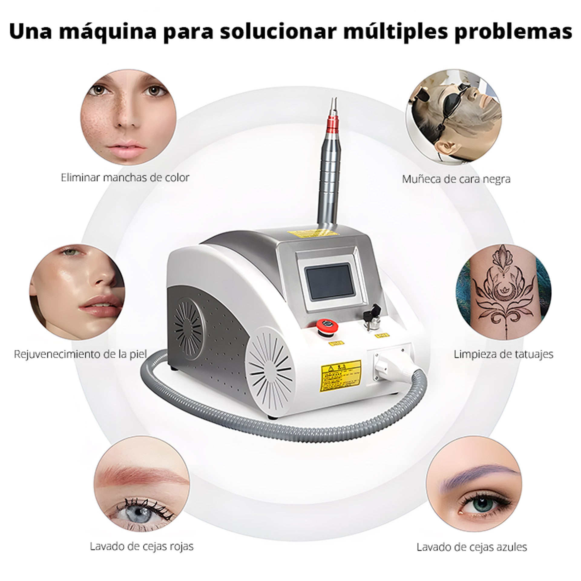 Equipo Pro Q-Switch Picoseg Yag– Eliminación de Tatuajes, Manchas, Micropigmentación, Hollywood Peeling,  Rejuvenecimiento | Alta Potencia y Resultados Rápidos 4 Cabezales