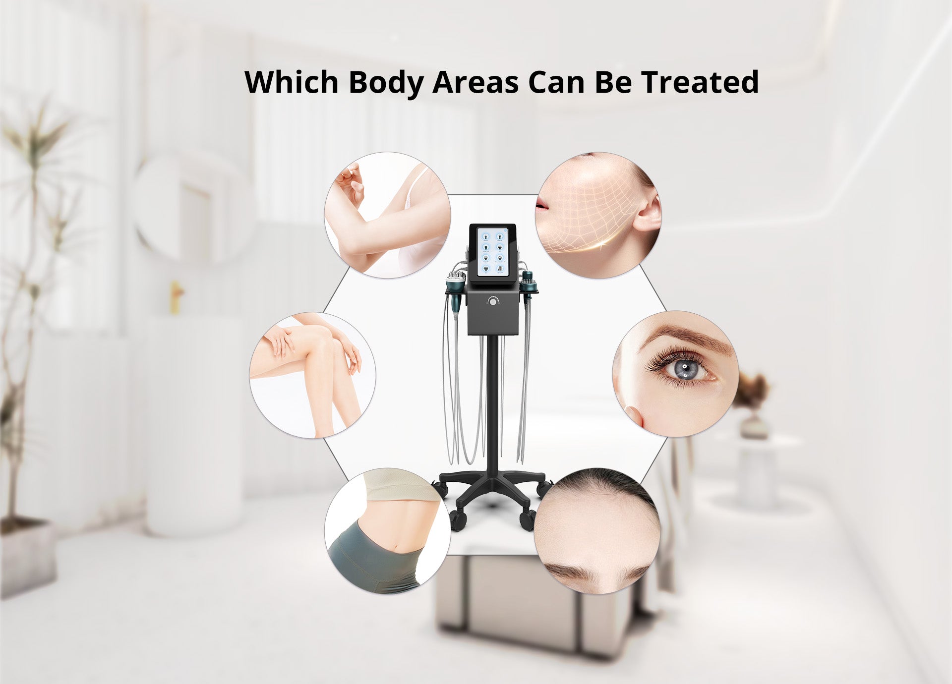 Multifuncional Estético Profesional 9 en 1 para SPA con  Cavitación 40K Avanzada, Radiofrecuencia Facial, Corporal y Ocular, Vacuum RF, LipoLaser, Martillo Frío-Calor, BIO, Fototerapia LED y Microcorriente
