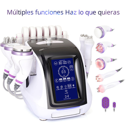 Equipo Radiofrecuencia 6 en 1 Cavitación 40K Pro 2.0, RF Facial/Corporal, Vacuum, Lipo Láser y Rejuvenecimiento Completo