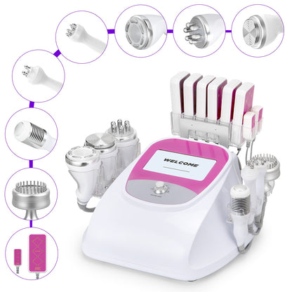Multifuncional Radiofrecuencia Pro 9 en 1 Cavitación 40K, RF Frío/Calor, BIO+LED, Vacuum, Lipo Láser, Lifting Facial y Corporal