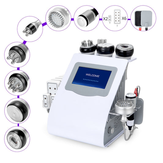 Equipo Estético Profesional de Radiofrecuencia 9 en 1 con Cavitación 80K, Vacum, Lipo Láser, RF Corporal y Facial, EMS LED, Martillo Frío/Calor, BIO y Ojos