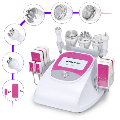 Multifuncional Radifrecuencia Pro 6 en 1 Cavitación 40K, RF Facial/Corporal, Vacuum, Lipo Láser y Lifting Ojos | Reafirma, Moldea y Rejuvenece