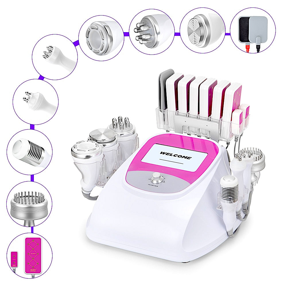 Equipo Estético 10 en 1: Radiofrecuencia Facial y Corporal, Cavitación 40K, Lipo Láser, Vacum RF, EMS, Martillo Frío/Calor, BIO y LED
