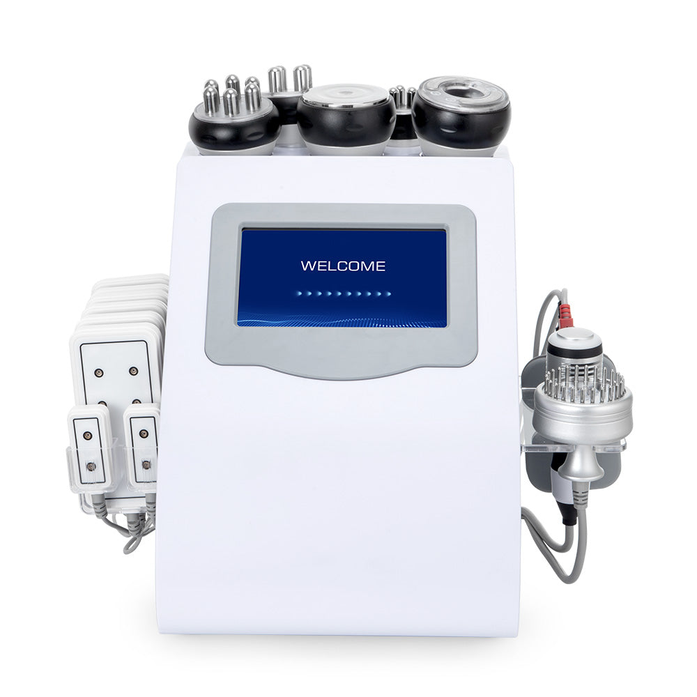 Equipo Estético Profesional de Radiofrecuencia 9 en 1 con Cavitación 80K, Vacum, Lipo Láser, RF Corporal y Facial, EMS LED, Martillo Frío/Calor, BIO y Ojos